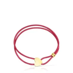 Red elastic Sweet Dolls Bracelet with silver vermeil heart