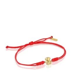 Red nylon and gold bear Bracelet Bold Bear