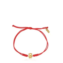 Red nylon and gold bear Bracelet Bold Bear