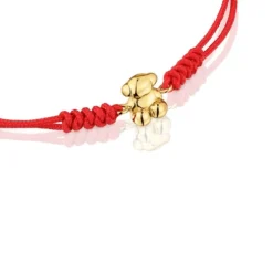 Red nylon and gold bear Bracelet Bold Bear