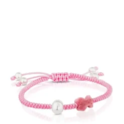 Rhodonite and pearl Tibet Bracelet with Bear motif