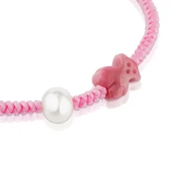 Rhodonite and pearl Tibet Bracelet with Bear motif