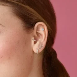 Riviere Earrings in Rose gold with Diamonds