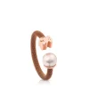 Rose IP Steel and Rose Vermeil Silver TOUS Icon Mesh Ring with 0,65cm Pearl