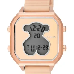 Rose IP Steel D-Bear Teen Watch with nude Silicone strap