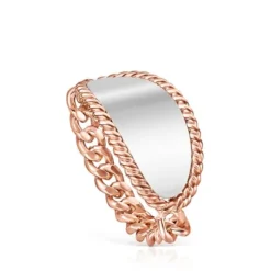 Rose Silver Vermeil and Silver TOUS Minne Ring with oval medallion