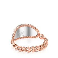 Rose Silver Vermeil and Silver TOUS Minne Ring with oval medallion