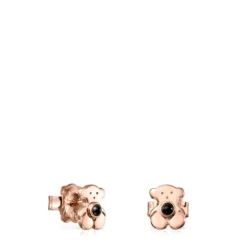 Rose Silver Vermeil Real Sisy Earrings with Onyx