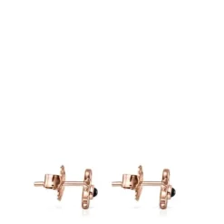 Rose Silver Vermeil Real Sisy Earrings with Onyx