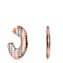 Rose Silver Vermeil Tartan disc Earrings