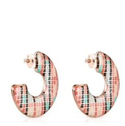 Rose Silver Vermeil Tartan disc Earrings