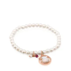 Rose Vermeil Silver Camille Bracelet with Pearls, Mother-of-Pearl and Ruby