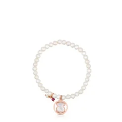 Rose Vermeil Silver Camille Bracelet with Pearls, Mother-of-Pearl and Ruby