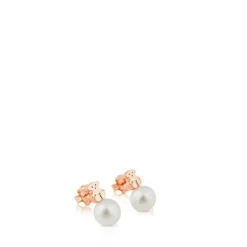 Rose Vermeil Silver Hiper Micro Earrings with Pearl