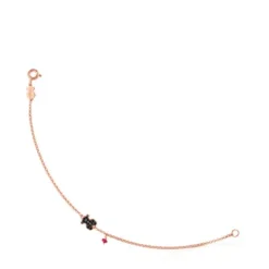 Rose Vermeil Silver TOUS Motif Bracelet with spinel and ruby Bear motif