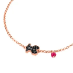 Rose Vermeil Silver TOUS Motif Bracelet with spinel and ruby Bear motif