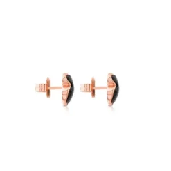 Rose Vermeil Silver TOUS Motif Earrings with faceted Onyx