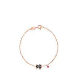 Rose Vermeil Silver TOUS Motif Bracelet with spinel and ruby Bear motif