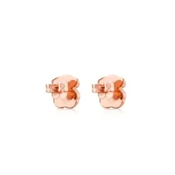 Rose Vermeil Silver TOUS Motif Earrings with faceted Onyx