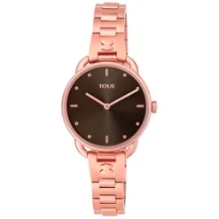 Rose-colored IP steel Let Bracelet Watch with black dial
