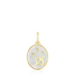 Sagittarius Pendant in silver vermeil with mother-of-pearl and topazes TOUS Horoscope
