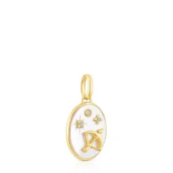 Sagittarius Pendant in silver vermeil with mother-of-pearl and topazes TOUS Horoscope