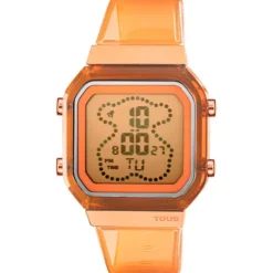 Salmon-colored polycarbonate and rose-colored IPRG steel digital Watch D-BEAR Fresh
