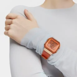 Salmon-colored polycarbonate and rose-colored IPRG steel digital Watch D-BEAR Fresh