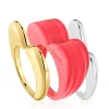Set large two-tone heart and pink acetate Rings My Other Half