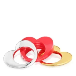 Set large two-tone heart and pink acetate Rings My Other Half