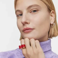 Set large two-tone heart and pink acetate Rings My Other Half