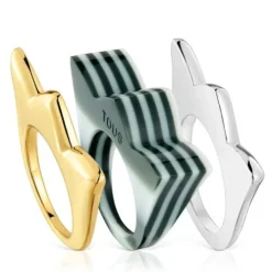 Set large two-tone tulip Rings and yellow acetate My Other Half