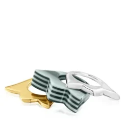 Set large two-tone tulip Rings and yellow acetate My Other Half