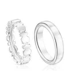 Set of Silver Straight Rings