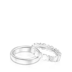 Set of Silver Straight Rings