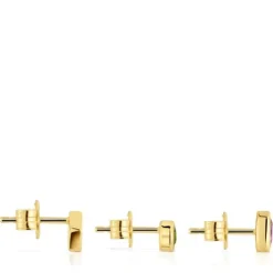 Set of small Earrings with 18kt gold plating over silver and gemstones TOUS Basic Colors