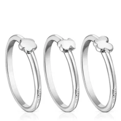 Set of three silver Bold Motif motif Rings
