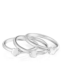 Set of three silver Bold Motif motif Rings
