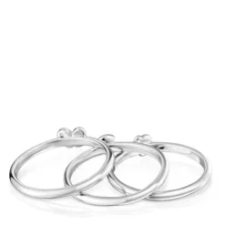 Set of three silver Bold Motif motif Rings