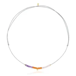 Short cord Necklace with gold heart and chalcedony motif TOUS Balloon