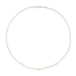 Short cultured pearl Necklace with motifs in silver Bold Motif
