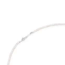 Short cultured pearl Necklace with motifs in silver Bold Motif