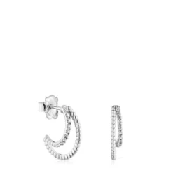 Short double hoop white gold Earrings with Diamonds Les Classiques