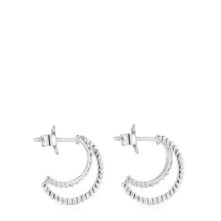 Short double hoop white gold Earrings with Diamonds Les Classiques