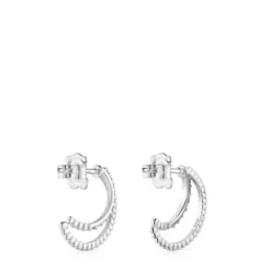 Short double hoop white gold Earrings with Diamonds Les Classiques