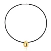 Short gold and black IP steel Necklace with teardrop motif Mesh Tube