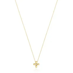 Short gold and diamond cross Necklace Basics