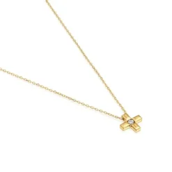 Short gold and diamond cross Necklace Basics
