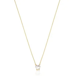 Short gold and rock crystal quartz Necklace Color Pills