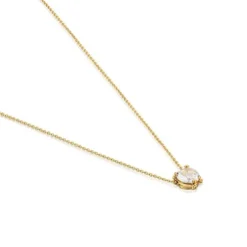 Short gold and rock crystal quartz Necklace Color Pills